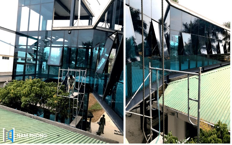 Ảnh thi công lắp mặt kính