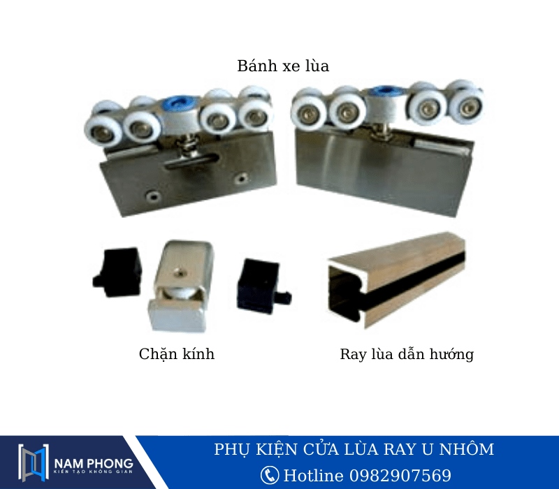Phụ kiện cửa lùa ray U nhôm