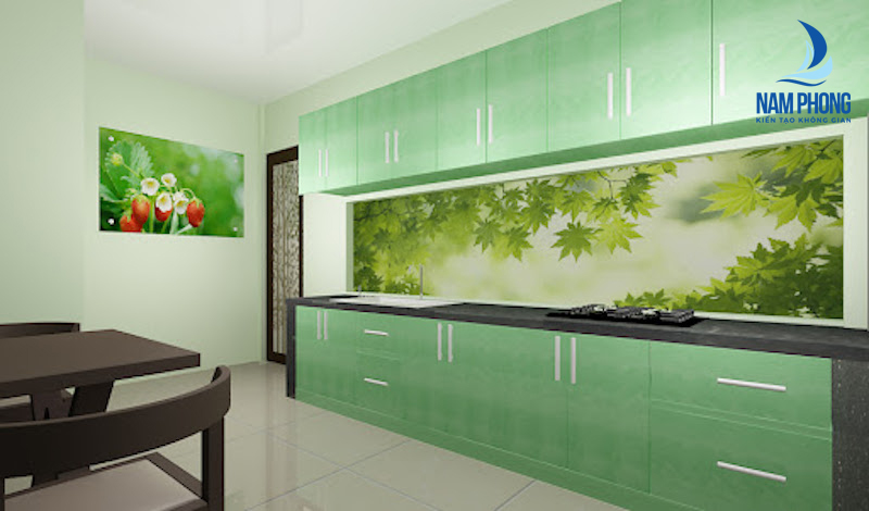 kính màu trang trí bếp