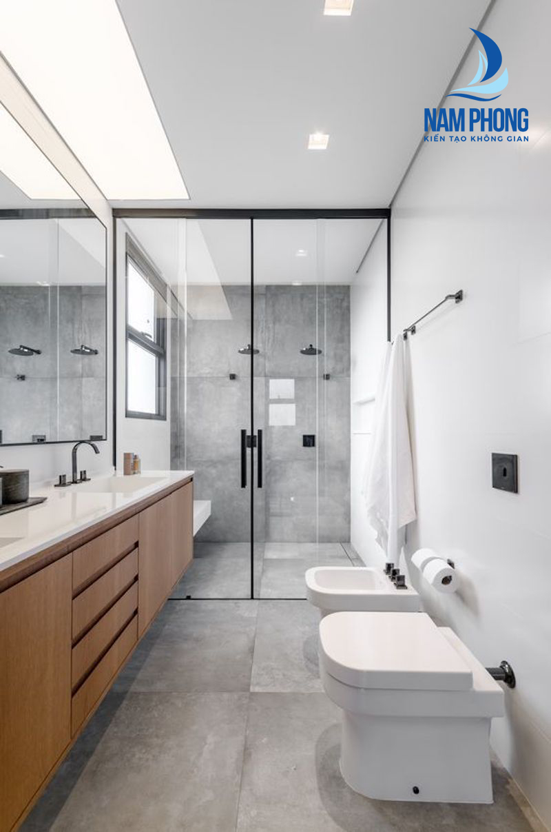 phòng tắm kính cường lực mở trượt