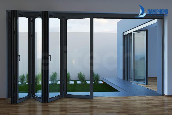 Mẫu cửa đi 4 cánh xếp kiểu dáng hiện đại