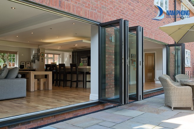 Mẫu cửa đi 4 cánh xếp nhôm Xingfa