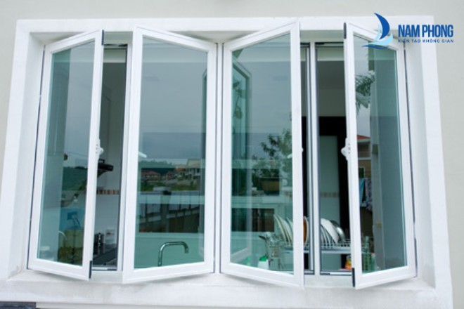 Mẫu cửa sổ 4 cánh màu trắng thiết kế sang trọng