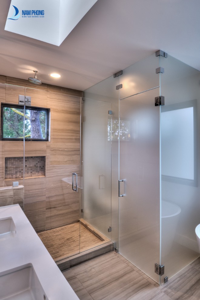 Mẫu vách kính mờ kết hợp cùng phụ kiện cao cấp