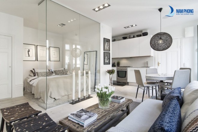 Vách kính phòng ngủ không khung cao cấp