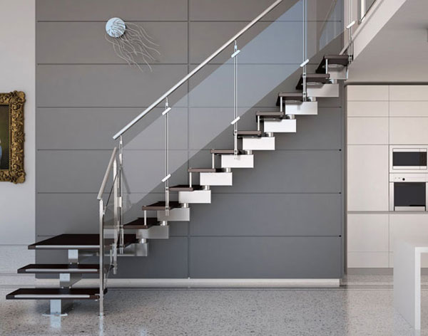 Cầu thang kính trong suốt kết hợp tay vịn inox