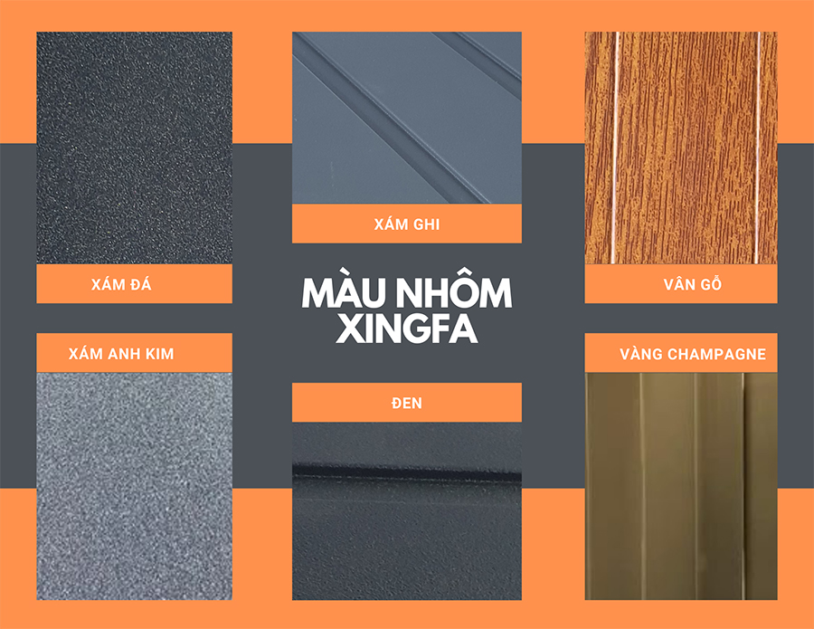 Bảng mã các màu nhôm xingfa